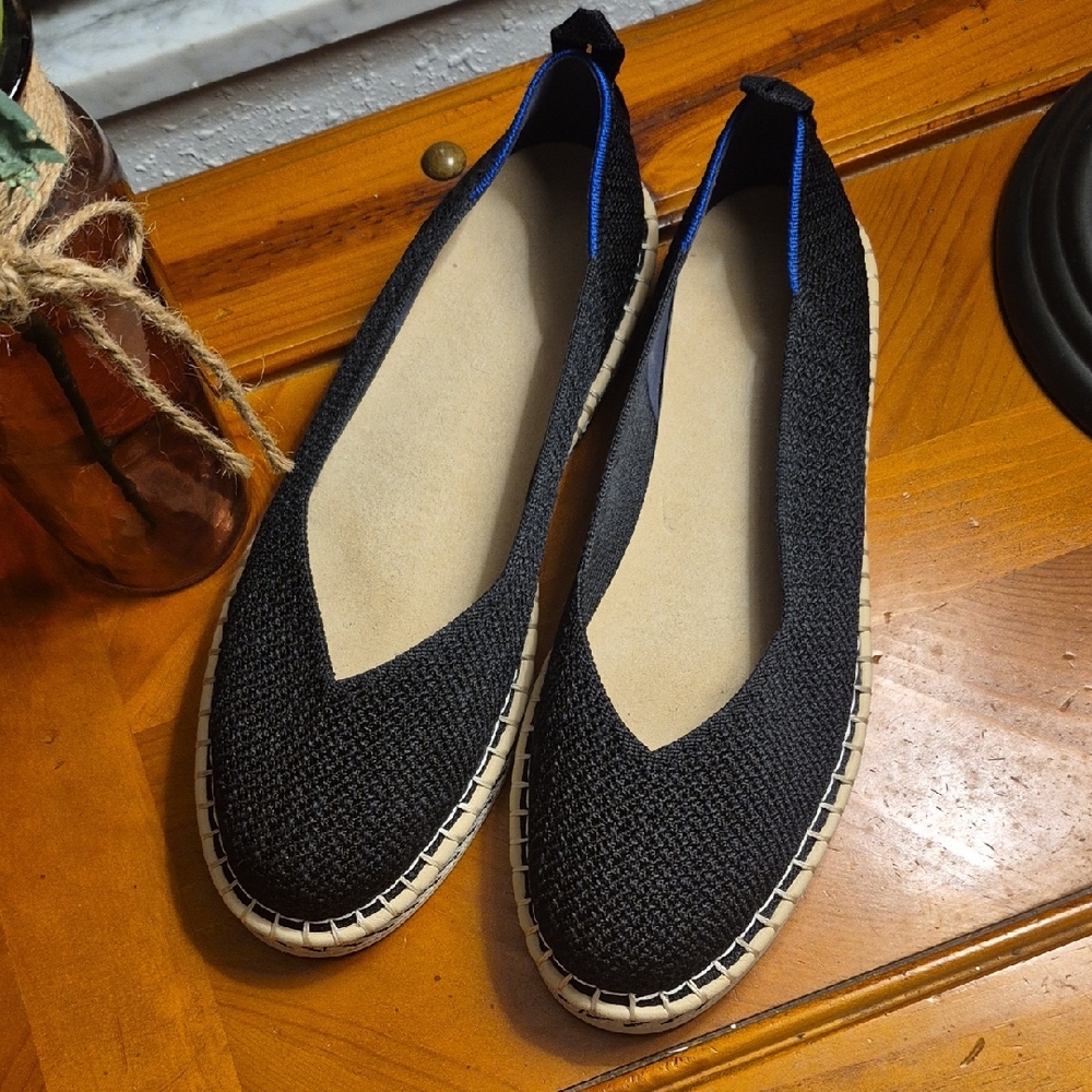 Women’s Black Knit Slip-On Ballet Flats - Comfortable Everyday Style